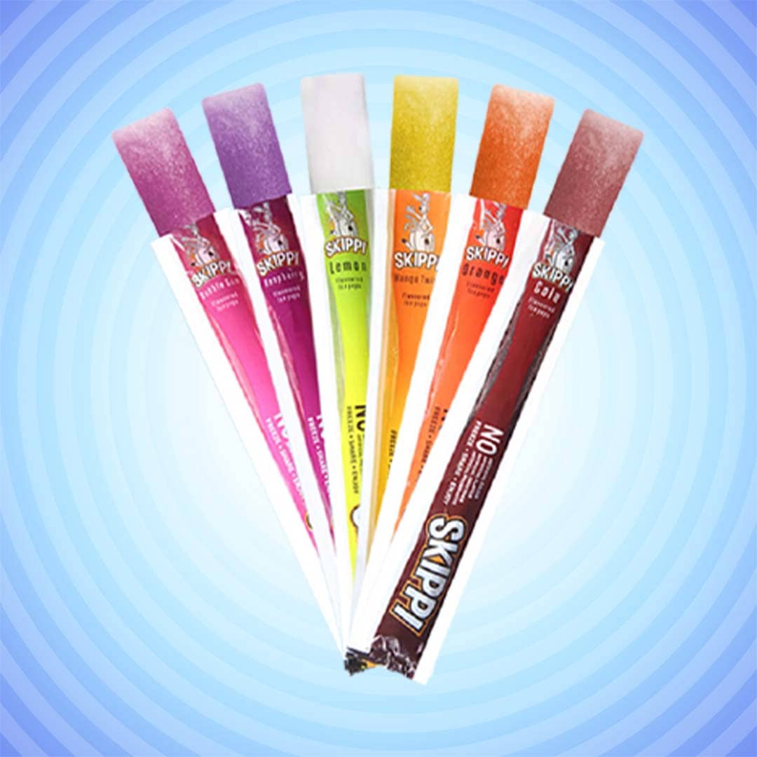 All Flavor Box of Skippi Natural Ice Pops, Pack of 12 Freezer pops of 70ML each.